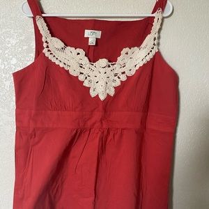 Ann Taylor red lace spaghetti  top